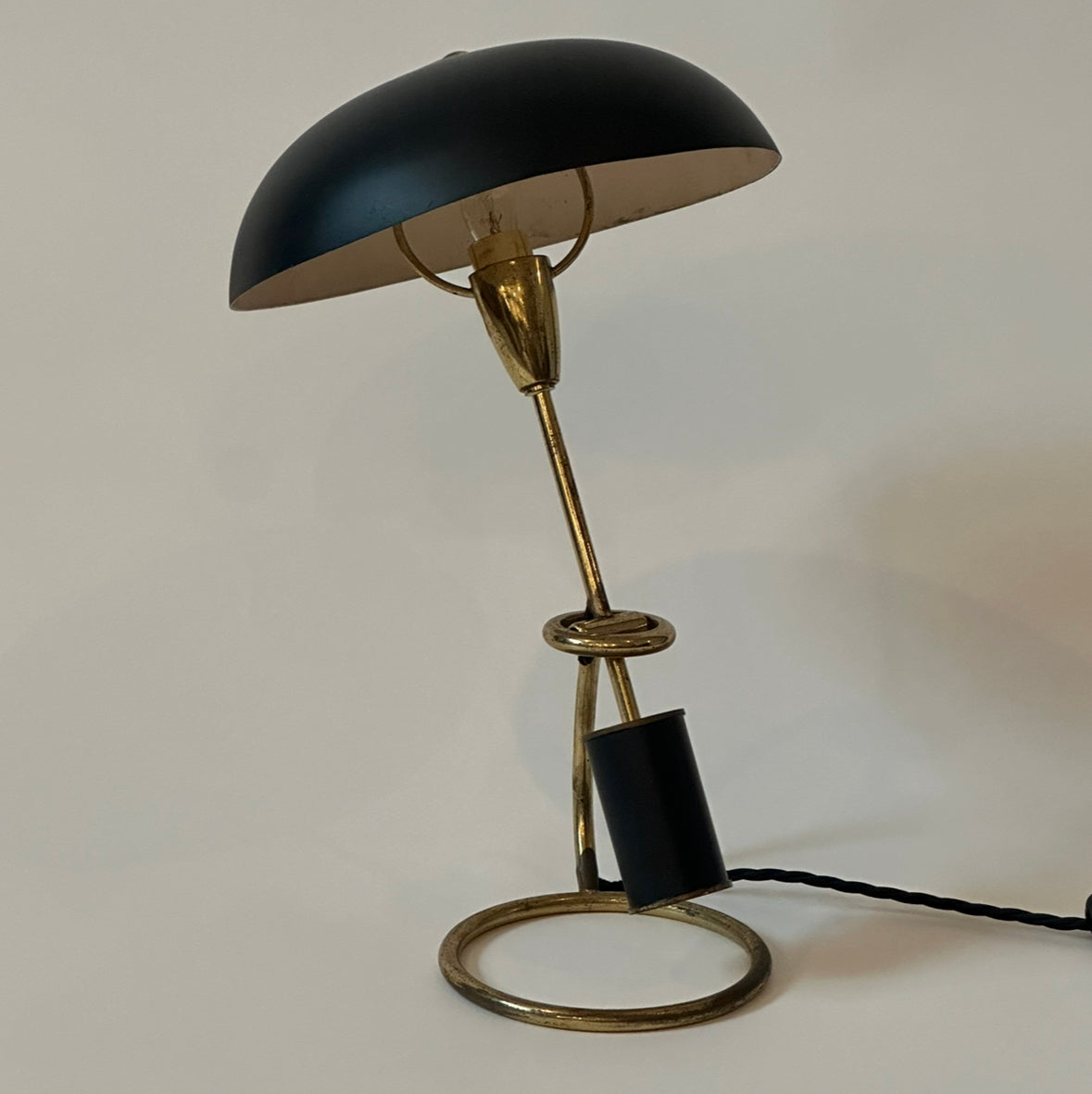 Black Counterweight Brass Table lamp by Angelo Lelli for Arredoluce - Italy 50s