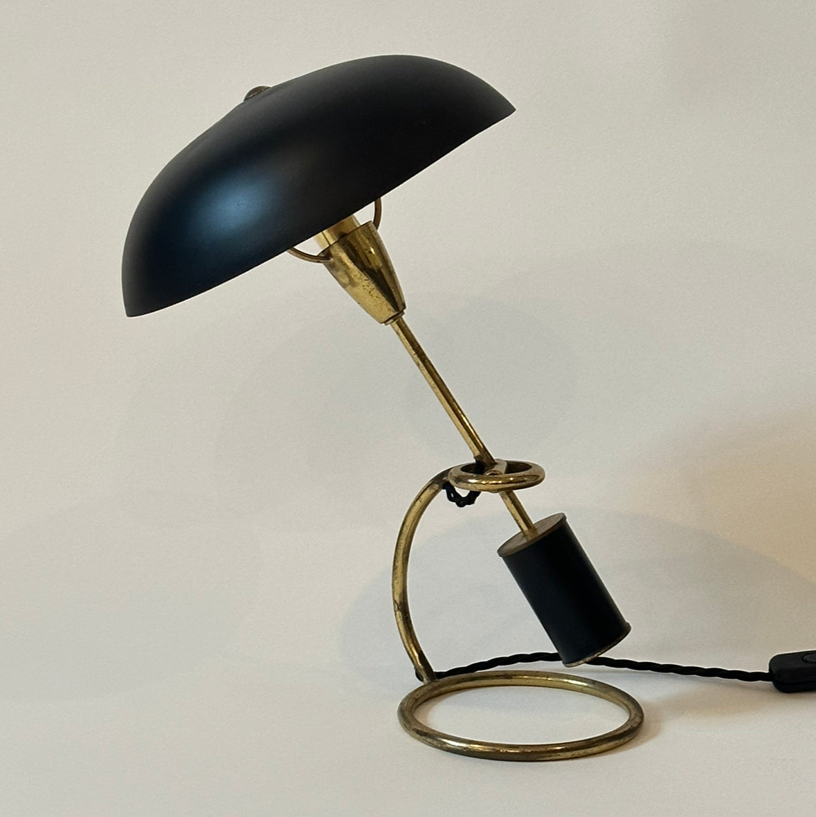 Black Counterweight Brass Table lamp by Angelo Lelli for Arredoluce - Italy 50s