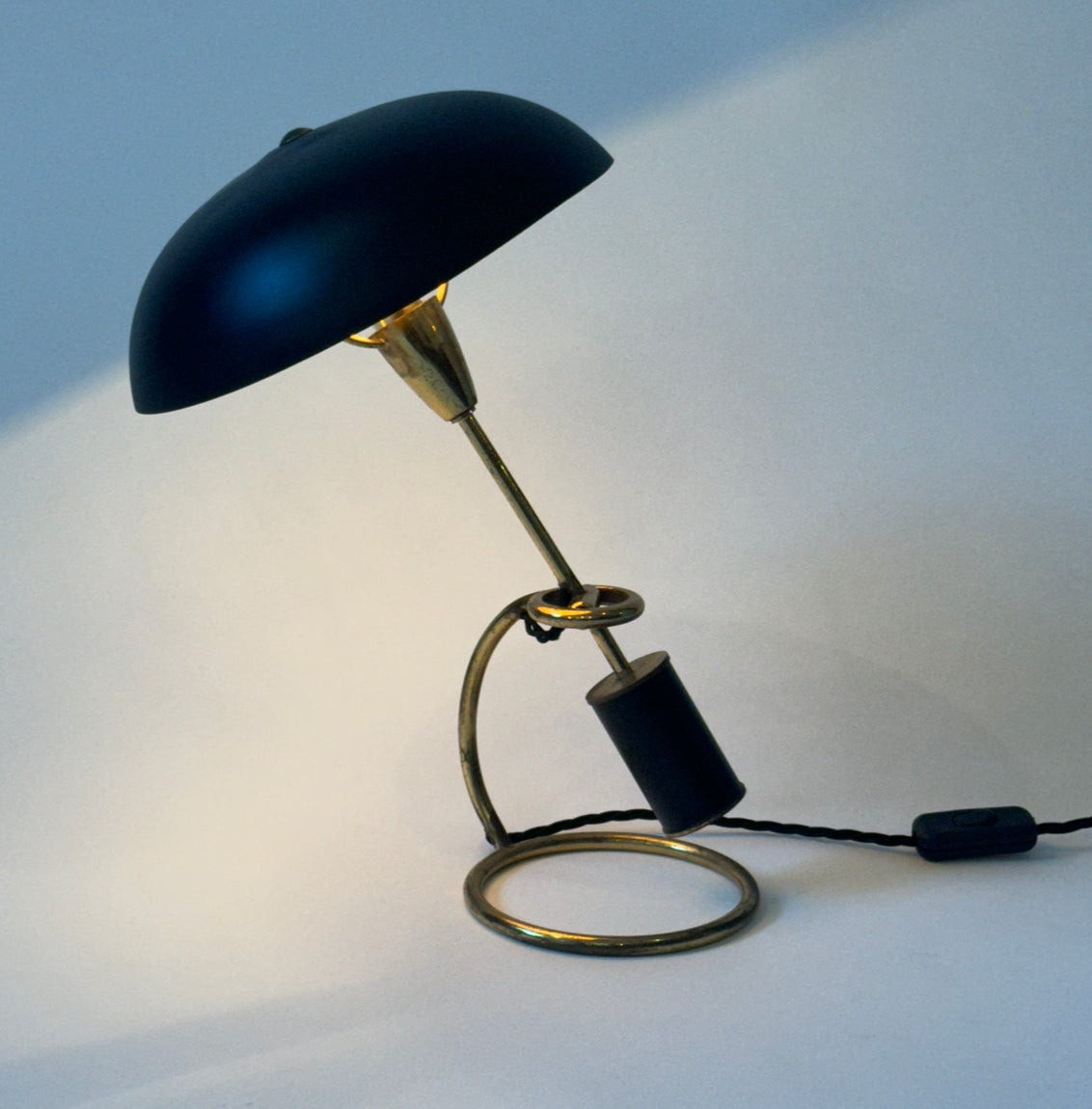 Black Counterweight Brass Table lamp by Angelo Lelli for Arredoluce - Italy 50s