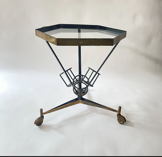 Brass Hexagonal Bar Cart - Italy 50s