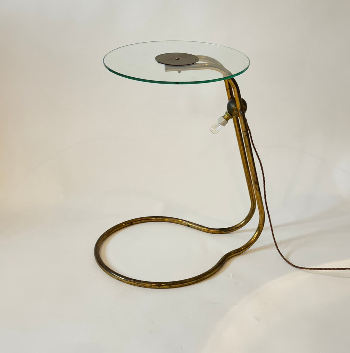 Brass Side Table with integrated lamp - France 5/