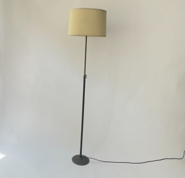 Brass & Stitched leather Extendable Floor Lamp by Metalarte - Spain 50s