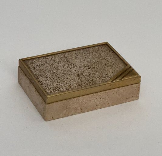 Travertine and Brass Jewellery Box -Italy 60s