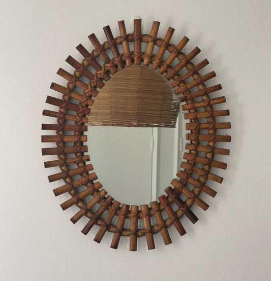 Rattan Mirror - Bonacina 60s Italy