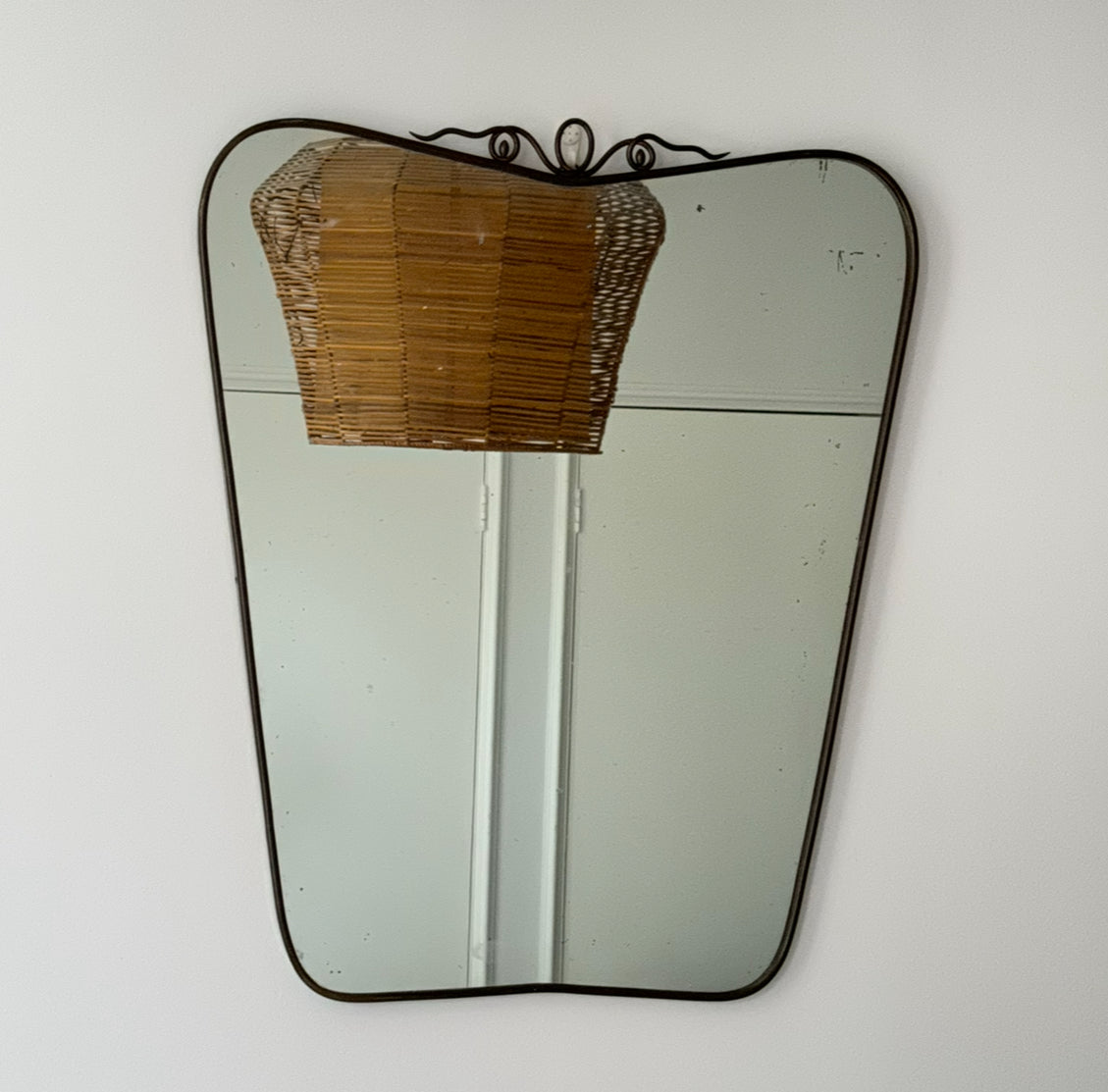 Italian Brass Mirror with Crest - Italy 50s