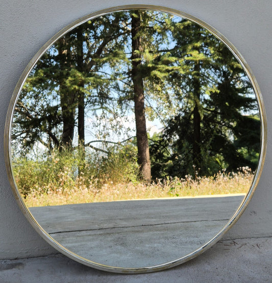 Round Brass Italian Mirror - Luigi Brosotti 1932