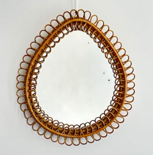 Rattan Teardrop Albini Mirror Italy 60s